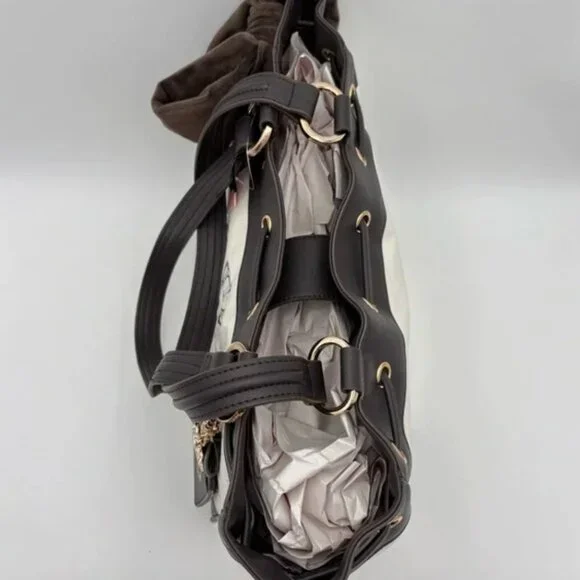 Juicy Couture Classic Scottie Dogs Tote Cream White & Chocolate Brown Bow NWT - Picture 6 of 6